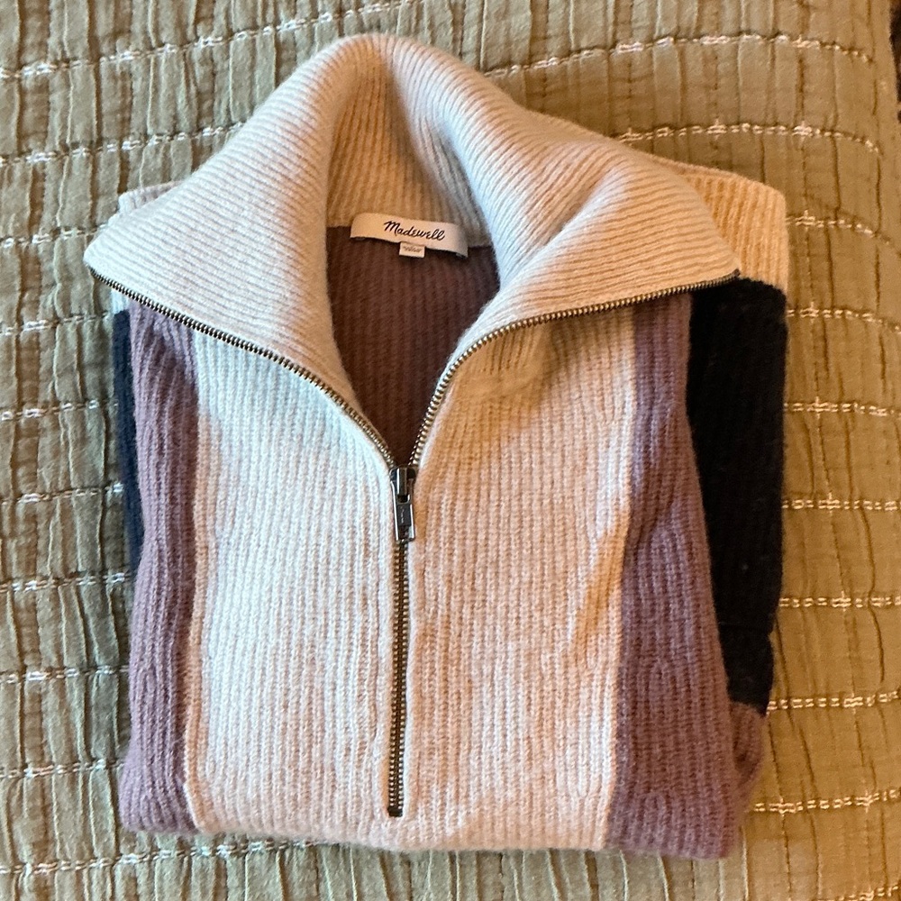 Madewell Tri-Tone Zip Sweater